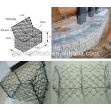 Fabricação profissional gabion rede de gaiola de pedra 2 * 1 * 1 e malha de rede de arame hexagonal para parede de pedra (própria fábrica)